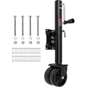 2000 lbs Trailer Jack with 12" Adjustable Height & Dual 6" Wheels - Heavy Duty Drop Leg Stabilizer for RV Camper Travel Trailer, Bolt-Down Mounting & Black Powder Coated Finish in Kuwait