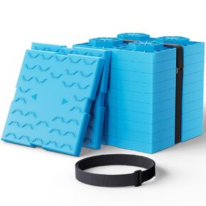 كتل تسوية PAULINN RV 12 حزمة، كتل تسوية العربة شديدة التحمل مع شريطين فيلكرو، كتل RV متينة متشابكة للعجلات الفردية والمزدوجة، كتل جاك قابلة للتكديس، ارتفاع قابل للتخصيص، أزرق in Kuwait