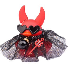 Rubber Duck Dashboard Decoration for Halloween, Car Dashboard Demon Red Duck with Necklace Skirt, Sunglasses, Mini Props Instrument for Cool car Accessories in Kuwait