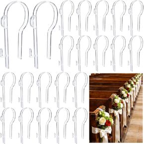 moonoom 12 Pcs Wedding Church Pew Clips, Ceremony Aisle Chair Hangers, Wedding Pew Bow Hooks for Ceremony Banquet Party Receptio Bow Garland Wreath Flowers Holder in Kuwait
