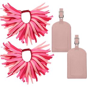 قطعتان من كرات الأمتعة مع بطاقات الأمتعة لحقائب السفر، وعلامات تعريف الأمتعة المرحة، وإكسسوارات السفر الأساسية، وإغلاق بخطاف وحلقة، برتقالي أصفر in Kuwait