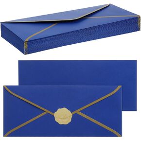 Vivin 30 Packs #10 Business Envelopes, 4-1/8 x 9-1/2 Inches, 24 LB, Blue Envelopes with Gold Stickers for Privacy Documents, Home & Office in Saudi Arabia