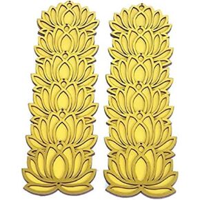 Home White Golden Lotus 4 Inch Set of 12 Wooden Cutout DIY Rangoli Kit | Decorations for Diwali, Dusshera Wedding Rangoli, Pooja, Decorations, Festival Gift (Yellow) in Saudi Arabia