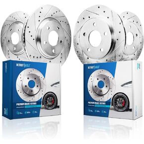 Detroit Axle - Rear Brake Kit for 2010-2017 Chevy Equinox GMC Terrain Drilled & Slotted Brake Rotors Brake Calipers w/Brackets Ceramic Brakes Pads 2011 2012 2013 2014 2015 2016 Replacement in Saudi Arabia