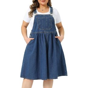 Agnes Orinda Plus Size Women's Denim Overalls Dress Casual Romper Sleeveless Adjustable Straps Jumper Jean Midi Dresses 2026 in Saudi Arabia