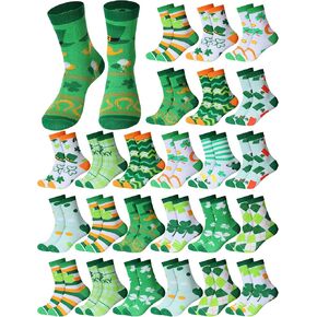 Shinymoon 24 Pairs St. Patrick Day Socks for Women Men Fuzzy Novelty Shamrock Clover Pattern Sock Gifts for Irish Holiday in Kuwait