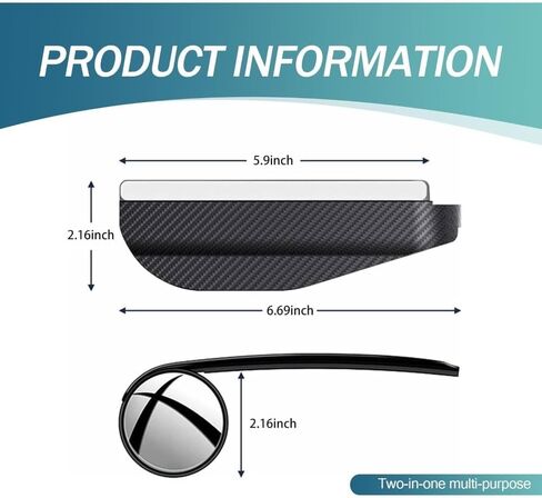 2 Pcs Car Rearview Blind Spot Mirror Rain Eyebrow, Car Rearview Mirror Protection Shield, Universal Automobile Accessories, for Most Cars, Trucks and Vans (Black) in Saudi Arabia