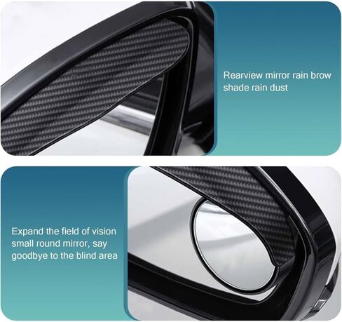 2 Pcs Car Rearview Blind Spot Mirror Rain Eyebrow, Car Rearview Mirror Protection Shield, Universal Automobile Accessories, for Most Cars, Trucks and Vans (Black) in Saudi Arabia