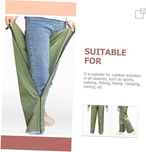 SUPVOX Divided Rain Pants Pocket Lightweight Outdoor Gear for Hiking Waistband for Comfort Breathable Rain Pants for All Seasons Olive Green in Saudi Arabia