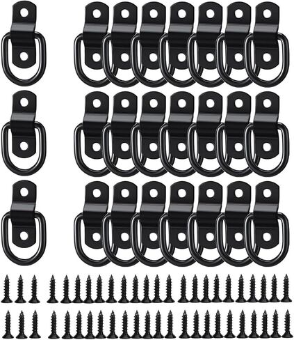 24 Pack D Rings Heavy Duty Tie Downs Anchor，1/4 Inch Steel D-Ring Trailer 700 Lbs D-Ring Bracket Mounting Plate for Ratchet Tie Down Straps Car Truck Bed Cargo Silver in Saudi Arabia
