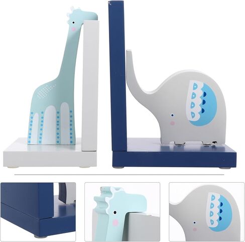 Luxshiny الإبداعية خشبية الكرتون الحيوان الدفتين كتاب يدعم للمنزل مكتب دراسة سدادات الكتاب الزخرفية مع التماثيل الحيوانية لطيف لأرفف الكتب والمجلات الملفات المنظم in Kuwait