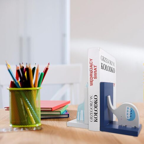 Luxshiny الإبداعية خشبية الكرتون الحيوان الدفتين كتاب يدعم للمنزل مكتب دراسة سدادات الكتاب الزخرفية مع التماثيل الحيوانية لطيف لأرفف الكتب والمجلات الملفات المنظم in Kuwait