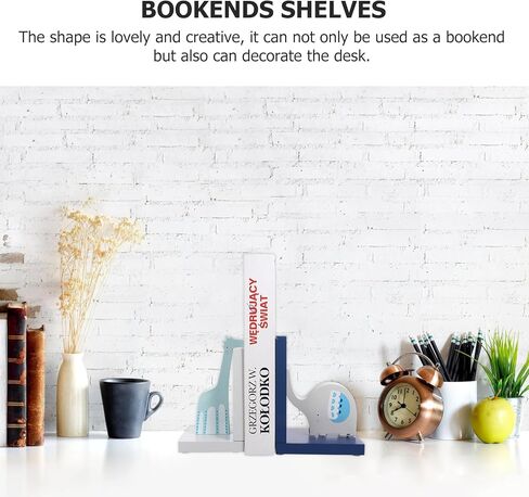 Luxshiny الإبداعية خشبية الكرتون الحيوان الدفتين كتاب يدعم للمنزل مكتب دراسة سدادات الكتاب الزخرفية مع التماثيل الحيوانية لطيف لأرفف الكتب والمجلات الملفات المنظم in Kuwait