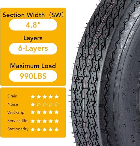 مجموعة إطارات مقطورة 5.30-12 مكونة من قطعتين، نطاق تحميل 6PR C، مداس عميق 6 مم، استبدال نصف قطري 12 بوصة، متين للمرافق والقوارب والتخييم ومقطورات البضائع in Kuwait