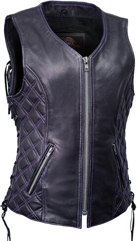 MILWAUKEE MOTORCYCLE CLOTHING CO. سترة راكبي الدراجات النارية من الجلد الفاخر للسيدات - مقاس كبير in Kuwait