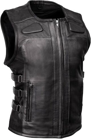 MILWAUKEE MOTORCYCLE CLOTHING CO. سترة راكبي الدراجات النارية من الجلد الفاخر للسيدات - مقاس كبير in Kuwait