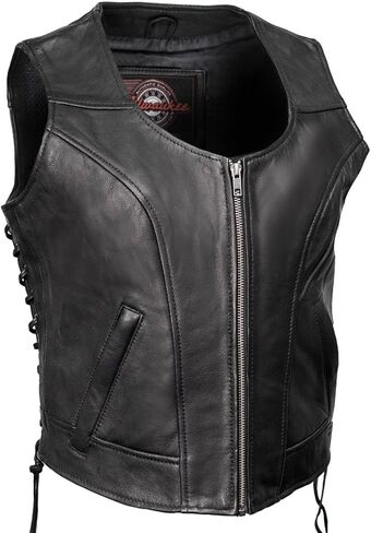 MILWAUKEE MOTORCYCLE CLOTHING CO. سترة راكبي الدراجات النارية من الجلد الفاخر للسيدات - مقاس كبير in Kuwait