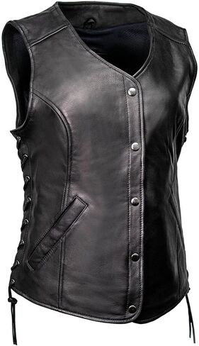 MILWAUKEE MOTORCYCLE CLOTHING CO. سترة راكبي الدراجات النارية من الجلد الفاخر للسيدات - مقاس كبير in Kuwait