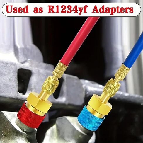 R1234yf Quick Couplers Kit Brass Adapter for Car Conditioner AC Charging, R1234YF to R134A Conversion - Durable High Strength Brass, Easy Installation, Versatile in Kuwait