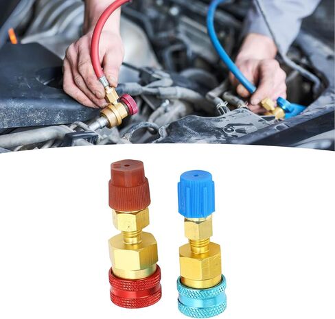 R1234yf Quick Couplers Kit Brass Adapter for Car Conditioner AC Charging, R1234YF to R134A Conversion - Durable High Strength Brass, Easy Installation, Versatile in Kuwait