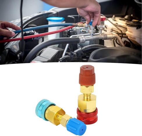 R1234yf Quick Couplers Kit Brass Adapter for Car Conditioner AC Charging, R1234YF to R134A Conversion - Durable High Strength Brass, Easy Installation, Versatile in Kuwait