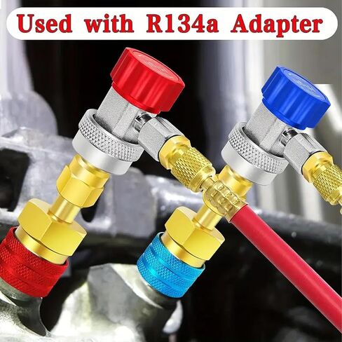 R1234yf Quick Couplers Kit Brass Adapter for Car Conditioner AC Charging, R1234YF to R134A Conversion - Durable High Strength Brass, Easy Installation, Versatile in Kuwait