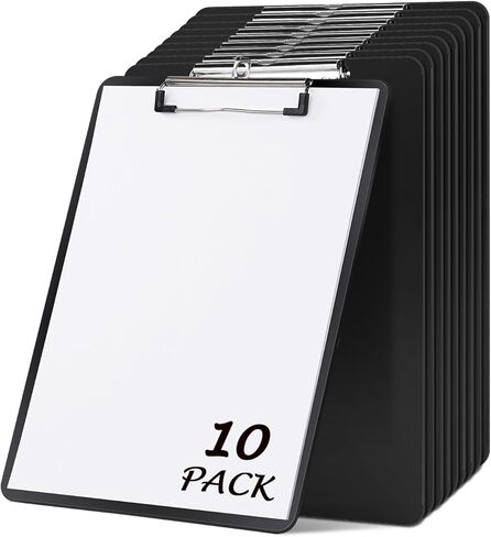 Dynta 10 Pack Plastic Clip Boards 12.5x9 Inch Standard Letter Size Clipboard with Low Profile Clips, Lightweight & Sturdy for Office, Classroom, Black in Saudi Arabia