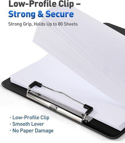 Dynta 10 Pack Plastic Clip Boards 12.5x9 Inch Standard Letter Size Clipboard with Low Profile Clips, Lightweight & Sturdy for Office, Classroom, Black in Saudi Arabia