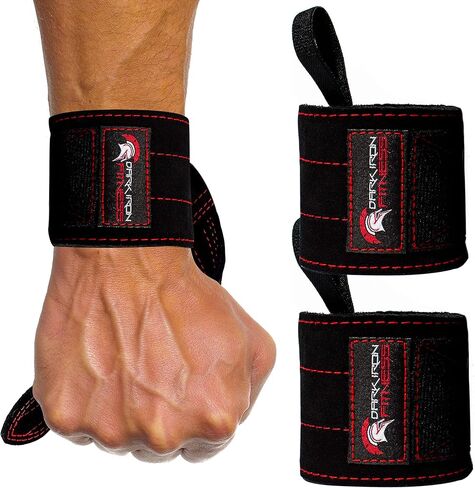 Dark Iron Fitness Weightlifting Leather Suede Lifting Wrist Straps Bundle for Men and Women Wraps Weight for a Heavy Powerlifting Grip Hooks with Padded Support in Kuwait
