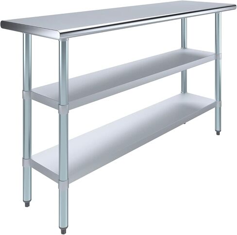 60" Long X 18" Deep Stainless Steel Work Table with 2 Shelves | Metal Food Prep Station | Commercial & Residential NSF Utility Table in Saudi Arabia