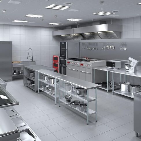 60" Long X 18" Deep Stainless Steel Work Table with 2 Shelves | Metal Food Prep Station | Commercial & Residential NSF Utility Table in Saudi Arabia