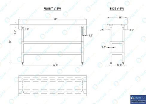 60" Long X 18" Deep Stainless Steel Work Table with 2 Shelves | Metal Food Prep Station | Commercial & Residential NSF Utility Table in Saudi Arabia