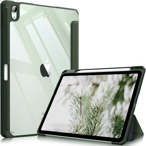 Fintie Hybrid Slim Case for iPad Air 11-inch M2 (2024), iPad Air 5th Generation (2022) / iPad Air 4th Gen (2020) 10.9 Inch -Shockproof Cover with Clear Back Shell & Pencil Holder, Alpine Green in Kuwait
