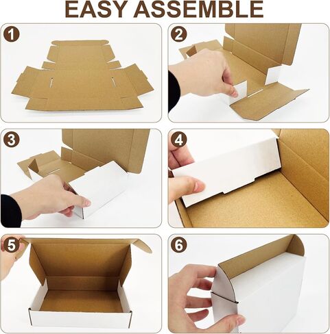 50 عبوة من صناديق الشحن مقاس 9 × 6 × 2 بوصة، صندوق بريد من الورق المقوى المموج، صناديق بريد صغيرة بيضاء للهدايا، صناديق تغليف لهدايا الأعمال والنقل والتخزين in Kuwait