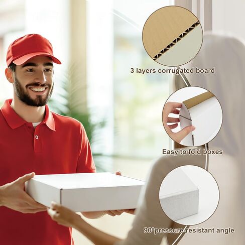 50 عبوة من صناديق الشحن مقاس 9 × 6 × 2 بوصة، صندوق بريد من الورق المقوى المموج، صناديق بريد صغيرة بيضاء للهدايا، صناديق تغليف لهدايا الأعمال والنقل والتخزين in Kuwait