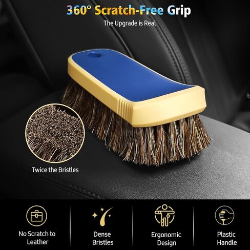 فرشاة تنظيف جلدية، فرشاة تنظيف السيارة بشعيرات طويلة من شعر الحصان للمقعد الجلدي الداخلي للسيارة والأثاث المنزلي in Kuwait
