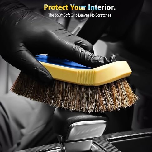 فرشاة تنظيف جلدية، فرشاة تنظيف السيارة بشعيرات طويلة من شعر الحصان للمقعد الجلدي الداخلي للسيارة والأثاث المنزلي in Kuwait