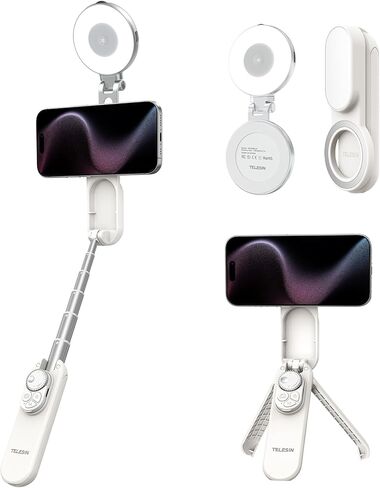 TELESIN حامل ثلاثي عصا سيلفي مغناطيسي مع جهاز تحكم عن بعد بلوتوث، حامل ثلاثي للهاتف قابل للتمديد 27 بوصة لـ Magsafe لسلسلة iPhone 15 14 13 12 Pro Max، جميع هواتف Android ذات الوظائف المغناطيسية in Kuwait