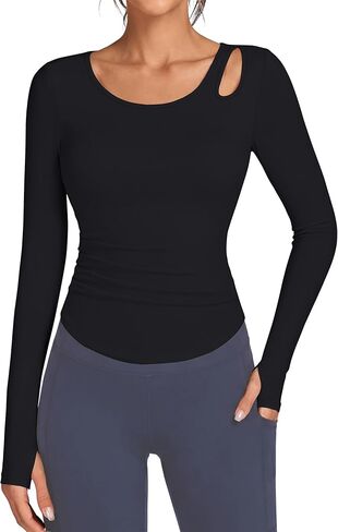 BMJL Womens Workout Tops Built in Bra Yoga Athletic Long Sleeve T Shirt Ruched Fitness Gym Clothes UPF 50+ Sun Shirts in Saudi Arabia