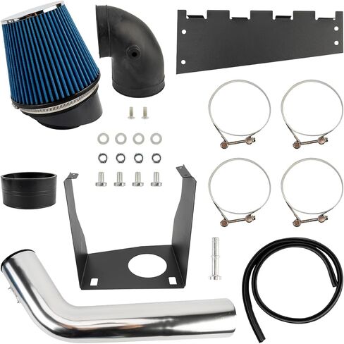 طقم نظام سحب الهواء البارد مقاس 4 بوصات من KAX + درع حراري متوافق مع 2009-2010 F150 5.4L، 2007-2014 Expedition، Navigator، أزرق in Kuwait