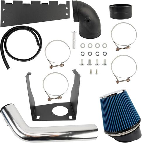 طقم نظام سحب الهواء البارد مقاس 4 بوصات من KAX + درع حراري متوافق مع 2009-2010 F150 5.4L، 2007-2014 Expedition، Navigator، أزرق in Kuwait