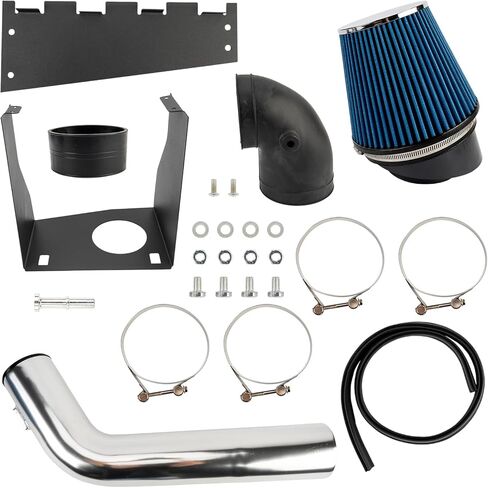 طقم نظام سحب الهواء البارد مقاس 4 بوصات من KAX + درع حراري متوافق مع 2009-2010 F150 5.4L، 2007-2014 Expedition، Navigator، أزرق in Kuwait