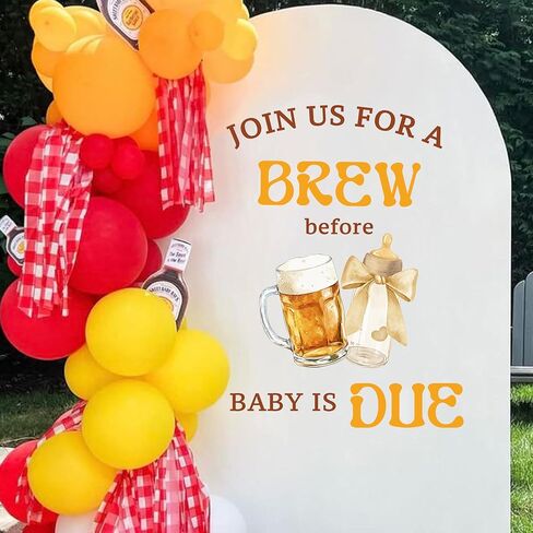 Join Us for A Brew Before Baby is Due Wall Decal - Baby Shower Party Decor,Brewing Gender Reveal Party Supplies,Beer Sign Balloon Arch Backdrop in Saudi Arabia