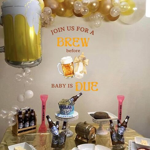 Join Us for A Brew Before Baby is Due Wall Decal - Baby Shower Party Decor,Brewing Gender Reveal Party Supplies,Beer Sign Balloon Arch Backdrop in Saudi Arabia