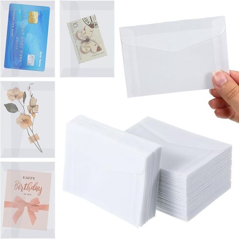 100 PCS Glassine Envelopes 4.5 × 3.2" Translucent Envelope for Stamps, Clear Envelope Self Sealing Large Envelopes for Seeds Stamp Coin Collecting Lottery Ticket Card(100) in Saudi Arabia