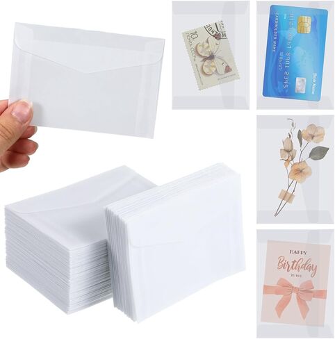 200 PCS Glassine Envelopes 4.5 × 3.2" Translucent Envelope for Stamps, Clear Envelope Self Sealing Large Envelopes for Seeds Stamp Coin Collecting Lottery Ticket Card(200) in Saudi Arabia