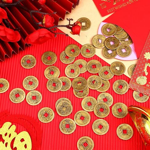 JULMELON 24 Pcs Chinese New Year Red Envelopes and 100 Pcs Lucky Coins Set, Lunar New Year Envelopes for Gifting and Celebrations in Saudi Arabia