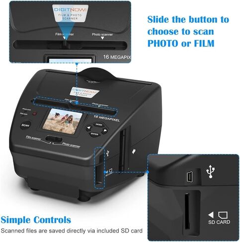 Digital Film & Photo Scanner – Converts 35mm/135 Slides, Negatives,NameCard & 3.5x5/4x6/5x7 Photos to 22MP JPEG – Slide & Negative Converter with 2.4" LCD & 4GB SD Card in Kuwait