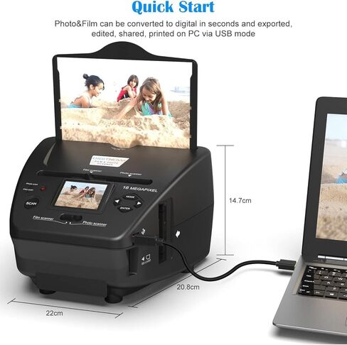Digital Film & Photo Scanner – Converts 35mm/135 Slides, Negatives,NameCard & 3.5x5/4x6/5x7 Photos to 22MP JPEG – Slide & Negative Converter with 2.4" LCD & 4GB SD Card in Kuwait