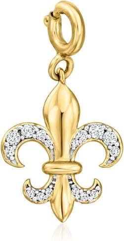 Ross-Simons 0.10 ct. t.w. Diamond Fleur-De-Lis Charm in 18kt Gold Over Sterling in Saudi Arabia